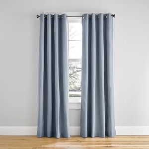 Set of 2 dusty blue 38 x 86 curtain drapes with metal grommets